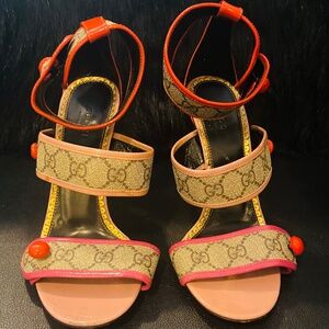 Gucci GG Orange/Pink Sandals EU39/US9 Authentic